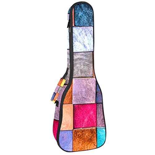 Mersov Tenor Ukulele Gigbag Waterdichte Ukelele Case Gewatteerde Rugzak, Kleurrijk Houtpatroon