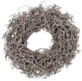 HBX Naturel Living DBT Kerstkrans Bonsaikrans Hout Frosted Wit D45cm