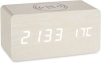 Giftdecor Tafelklok/wekker Josimity - wit - MDF - 15x7 cm