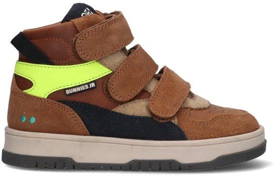 BunniesJR 225991-414 Jongens Hoge Sneakers - Bruin - Leer - Klittenband Met Rits