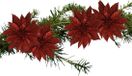 Ger Import Kerstboomversiering Bloemen - 4x stuks - 9 cm - rood glitter - op clip