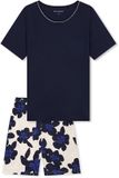 SCHIESSER Pyjama Kort Dames Navy Gebloemd 50% Modal 50% Katoen Maat M