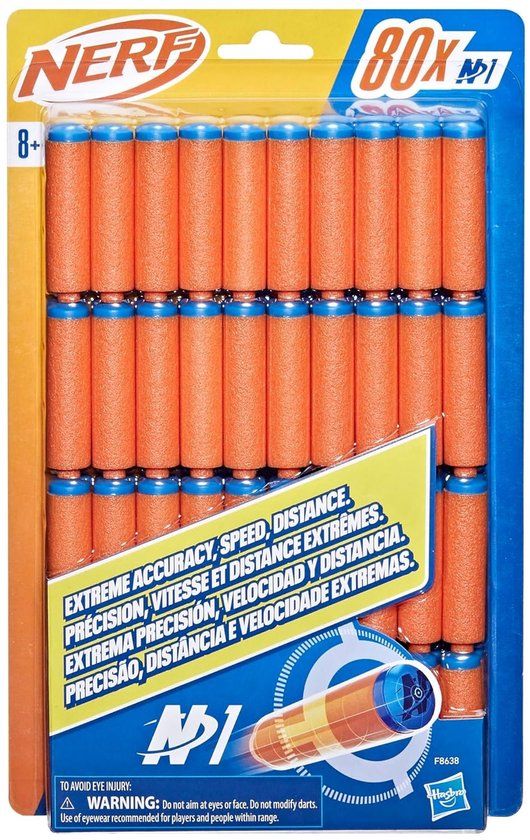 Nerf N Series N1-darts, 80 darts, alleen te gebruiken met Nerf-blasters uit de N-serie, buitenspellen