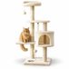 belviona Kattenkrabpaal 112 cm, met huisje, platforms, sisal & speelballen, beige/wit
