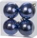 Cosy&Trendy 4x Donkerblauwe kunststof kerstballen 8 cm - Cirkel motief - Onbreekbare plastic kerstballen - Kerstboomversiering donkerblauw