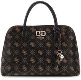 GUESS Emelie Logo Two Comp Satchel Espresso Logo donkerbruin Handtas