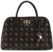 GUESS Emelie Logo Two Comp Satchel Espresso Logo donkerbruin Handtas