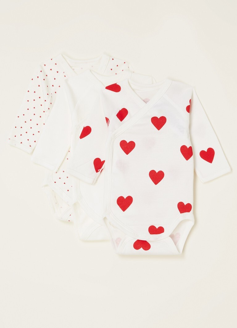 Petit Bateau Petit Bateau Rompers met print in 3-pack