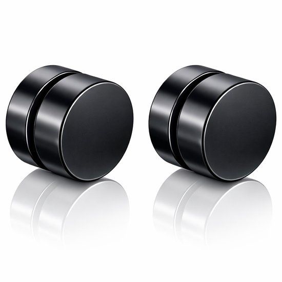 LGT JWLS Lookinggoodtoday Magnetische Stud oorbellen Zwart 8mm