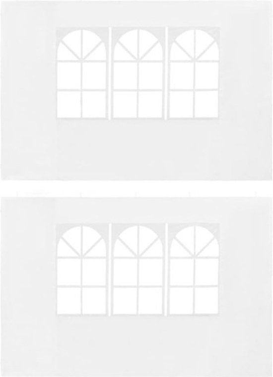 vidaXL Tentwanden met raam PE wit 2 stuks - 300 x 195 cm
