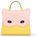 Sac à main pour femmes, en cuir, orange et blanc, avec un motif de chat. Fabriqué en Italie
