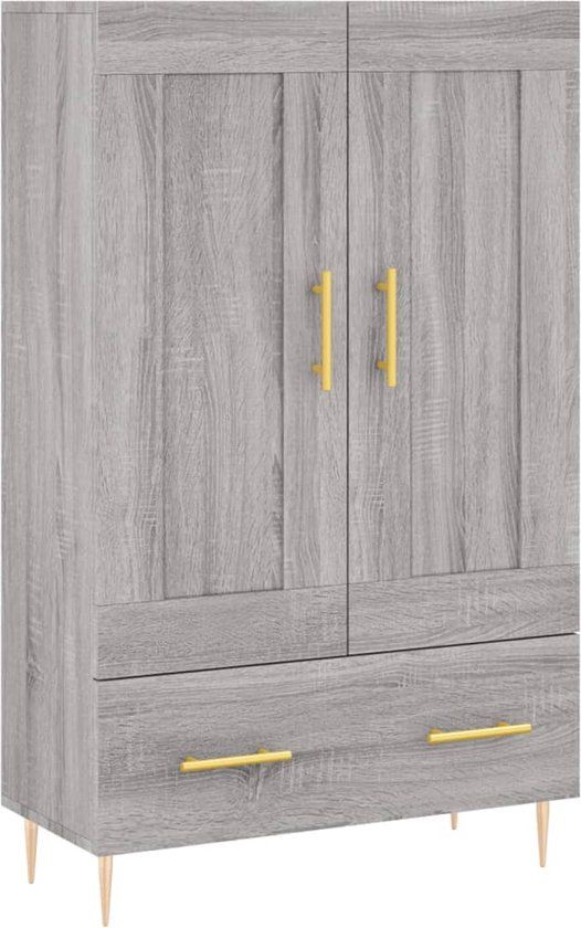 vidaXL Hoge kast 69,5x31x115 cm bewerkt hout grijs sonoma eikenkleurig