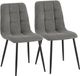 CLP Antibes eetkamerstoelen set van 2 - ribstof - metaal - grijs