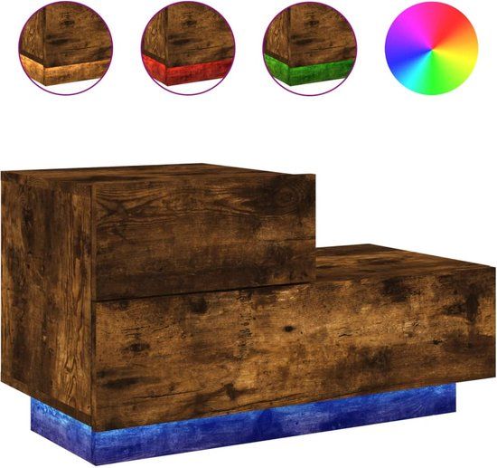 vidaXL Nachtkastje met LED-verlichting 70x36x40,5 cm gerookt eiken