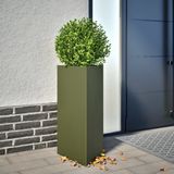 vidaXL Plantenbakken - 2 stuks - Driehoek - 40x34,5x75 cm - Staal - Olijfgroen