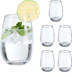 Merkloos Relaxdays Drinkglazen - Set van 6 - 400 ml - Vaatwasserbestendig - Glas - Transparant