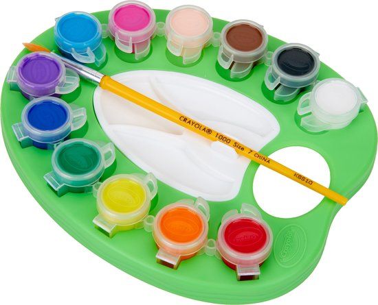 Crayola Schilderspalet - Afwasbare Verfpalet Met Penseel - 12 Verschillende Felle Kleuren - Voor Kinderen