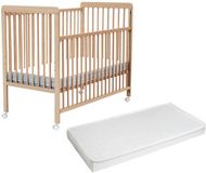 WEBABY - Houten uitschuifbaar babybedje met matras LIVO Gelakt beukenhout 60 x 120 cm