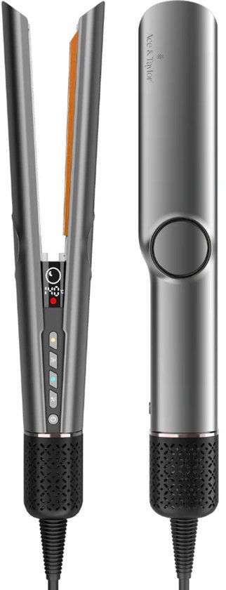 Ace & Taylor AirStraight PrecisionAir - 2 in 1 Stijltang & Föhn - Wet-to-Dry Airstraightner - Pearl Slate (AS230)