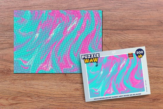 MuchoWow Puzzel Kunst - Roze - Blauw - Psychedelisch - Legpuzzel - Puzzel 500 stukjes - Sinterklaas cadeautjes - Sinterklaas voor grote kinderen