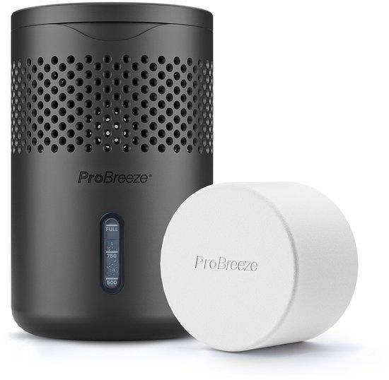 Pro Breeze Osmo® Vochtvanger 1,3L – Navulbare Vochtvreter met 700g Tablet – Luchtontvochtiger zonder Stroom – Zwart