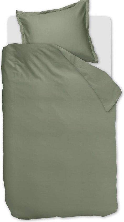 Ambiante Satin Uni dekbedovertrek - Eenpersoons - 140x200/220 - Groen