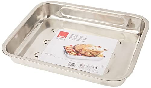 Ibili Braadpan met handgrepen 40x19x5,5 cm - Roestvrij staal - Zilver - 30 cm