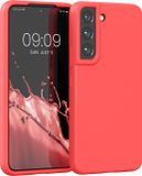 kwmobile telefoonhoesje geschikt voor Samsung Galaxy S22 - Hoesje met siliconen coating - Smartphone case in neon koraal
