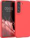 kwmobile hoesje voor Samsung Galaxy S22 - Hoesje met siliconen coating - Smartphone case in neon koraal