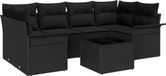 vidaXL Tuinbank Set Zwart Polyrattan
