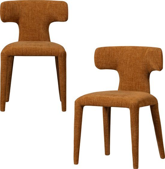 WOOOD Permit Eetkamerstoelen - Polyester - Cinnamon - Set van 2