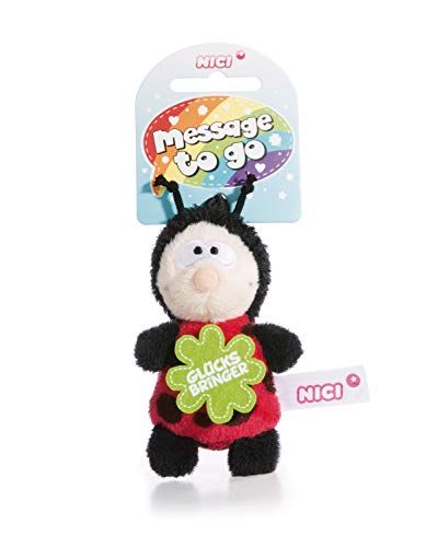 NICI 44860 hanger lieveheersbeestje met spreuk geluksbrenger 8 cm met loop, rood/zwart