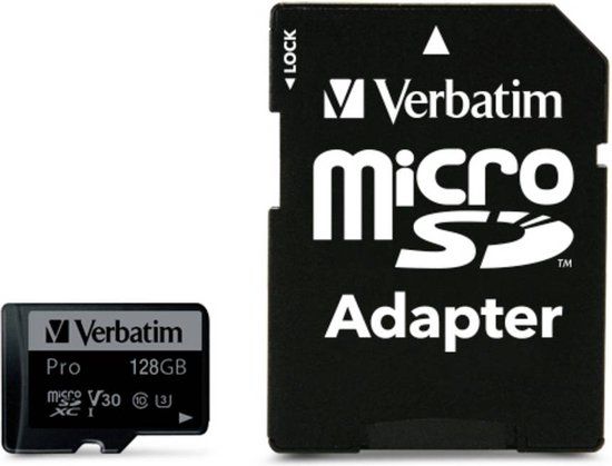 Verbatim Pro - MicroSDXC 128 GB - Class 10 - 90 MB/s Lezen - 45 MB/s Schrijven
