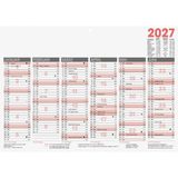 Glocken Bureaukalender A4, 6 maanden per pagina, rood/zwart