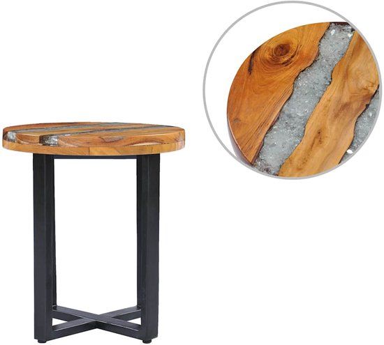 vidaXL Salontafel 40x45 cm massief teakhout en polyresin