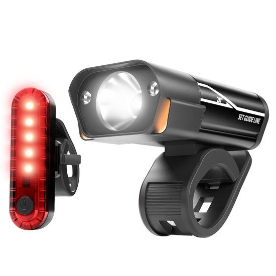 IPSXP Led-fietslamp, fietslicht voor en achter, USB, oplaadbaar, ultralicht, van aluminium, krachtige led-fietslamp, IPX5-fietsverlichting, fietsaccessoires voor en achter