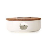 TEA SOUL Zeer elegante theepot warmer in porselein met kurkstandaard, Wit