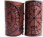 Gant 2 Pcs Bracelet en cuir Punk Breaker Protège-bras Gant Boussole runique viking en relief Protège-bras médiévaux Protège-bras de tir à l'arc (Marron)