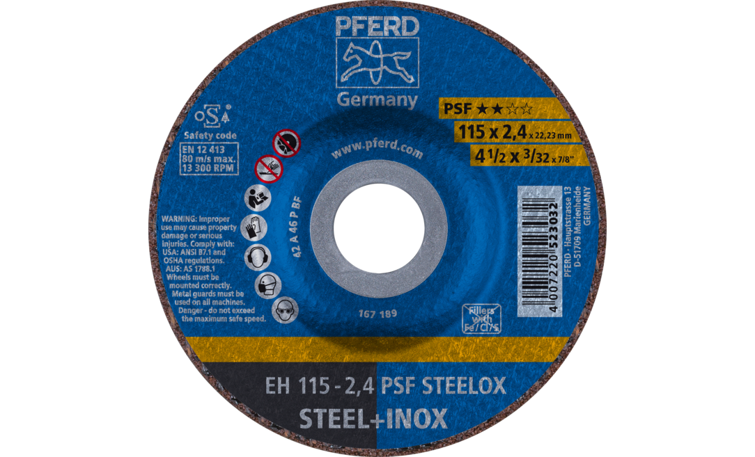 PFERD EH 115-2,4 PSF STEELOX - Haakse slijper-accessoires - 115 mm - 25 stuks