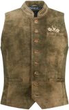JP 1880 Heren Vest suède van geitenleer traditioneel kostuum opstaande kraag - Mos - Maat 62