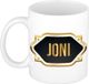 Bellatio Decorations Naam cadeau mok - heren - Joni - gouden embleem - 300 ml - meester - bedankje - afscheid