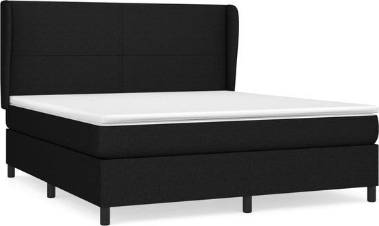 vidaXL Boxspring met matras stof zwart 160x200 cm