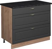 Vicco Keukenonderkast Fame-Line, Anthrazit-Gold Landhaus/Goudkleurig Eiken, 100 cm, WB Antraciet