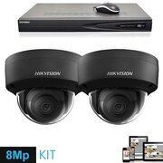 Hikvision IP 2x dome 8 megapixel Black 4K Ultra HD camerabeveiliging set