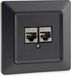 ChiliTec MILOS netwerkstopcontact, 2x CAT6, inclusief frame, inbouw, antraciet