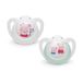 NUK Set van 2 siliconen fopspenen, geschikt voor de kaak, BPA-vrij, voor baby's van 6-18 maanden, wit en groen