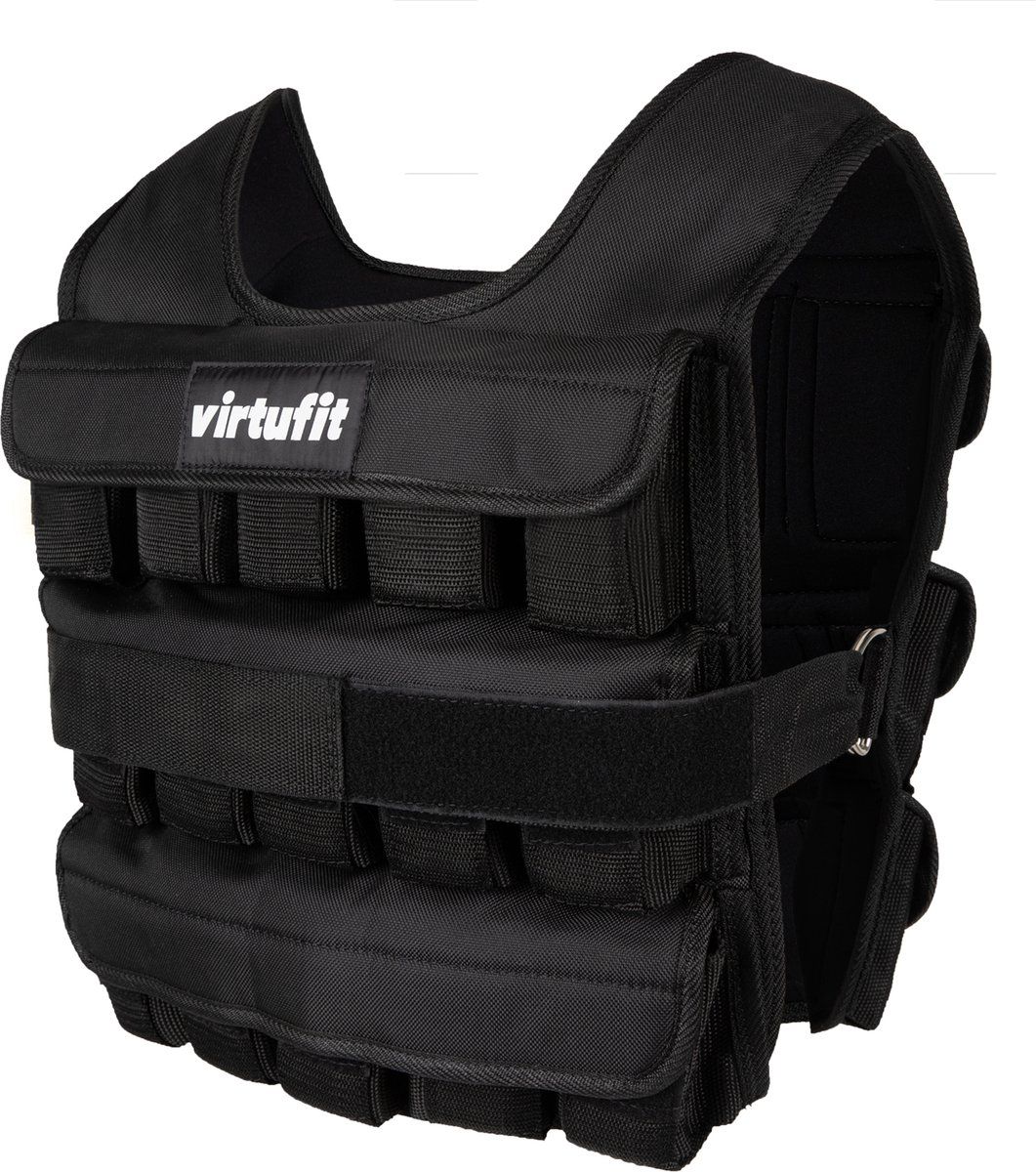 VirtuFit Gewichtsvest - 30 kg - Verstelbaar - Uitneembare Gewichten - Hardlopen & Krachttraining - One Size - Zwart