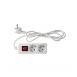 Wit stopcontact met 2 stopcontacten, 1,5 m binnenkabel