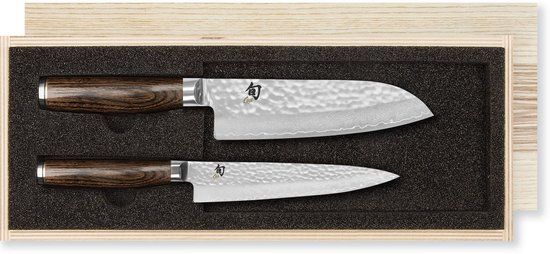 Kai Tim Malzer Serie messenset 2-delig - Damast staal - Walnotenhout