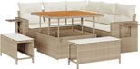 vidaXL Tuinbank Set met Kussen 8 Stuks Beige Polyrattan